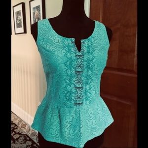 Prana embroidered lace peplum tank